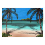 Praia e palmas cartoes