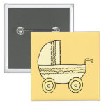 Pram. amarelo do bebê botons
