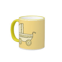 Pram. amarelo do bebê caneca
