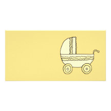 Pram. amarelo do bebê cartao com foto