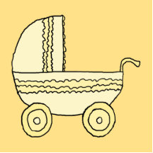 Pram. amarelo do bebê escultura fotos