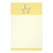 Pram. amarelo do bebê papelaria personalizada
