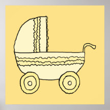 Pram. amarelo do bebê posters
