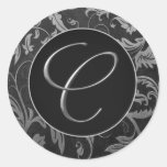 Prata do monograma C e selo preto do casamento tem Adesivos