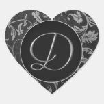 Prata do monograma D e selo preto do casamento tem Adesivos