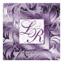 Prata roxa floral do convite elegante do casamento