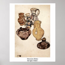 Pratos da faiança por Egon Schiele Posters
