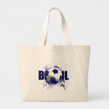 Presentes brasileiros azuis dos amantes do futebol bolsa para compras