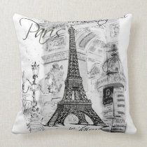 Preto & branco da colagem da torre Eiffel de Paris almofadas da american mojo