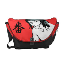 PRETO de japão ICHIBAN do manga do desenho da meni Bolsa Mensageiro