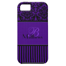 Preto do monograma, impressão roxa do iPhone 5 da  Capa iPhone 5 Case-Mate