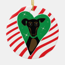 Preto e ornamento do cão do Natal de Tan