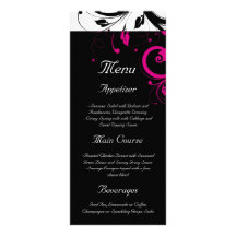 Preto + Menu reverso magenta branco do casamento d Planfetos Informativos Coloridos