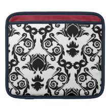 Preto no damasco branco da tulipa bolsa para iPad