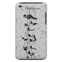 Preto personalizado e notas musicais cinzentas capas iPod Case-Mate