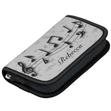 Preto personalizado e notas musicais cinzentas agenda
