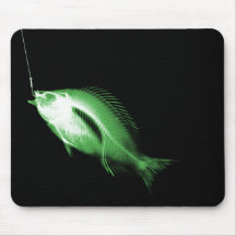 PRETO & VERDE DOS PEIXES DO GANCHO DO RAIO X MOUSEPAD