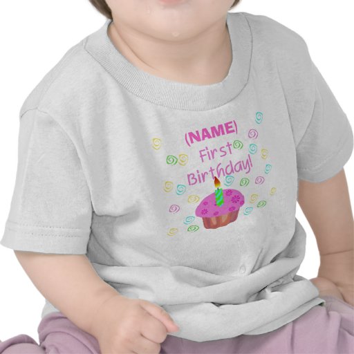 Primeiro aniversário do cupcake cor-de-rosa person t-shirts
