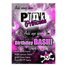 Princesa Aniversário Festança do punk Convite