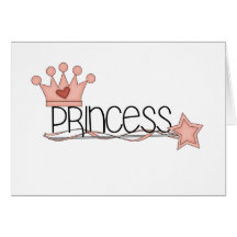 Princesa cor-de-rosa da coroa e da varinha cartoes
