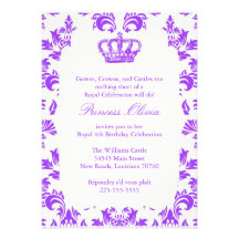 Princesa elegante festa de aniversário convite personalizados