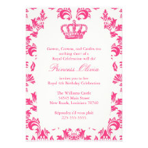 Princesa elegante festa de aniversário convite personalizado