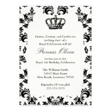 Princesa elegante festa de aniversário convite personalizados