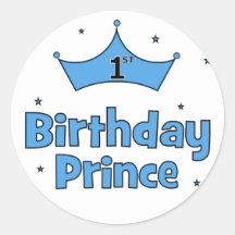 Príncipe do primeiro aniversario adesivos em formato redondos