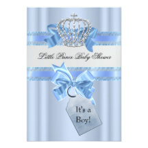 Príncipe pequeno azul Coroa do menino do chá de fr Convites Personalizado