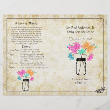 Programa colorido do casamento do frasco de pedrei modelo de panfleto