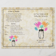 Programa colorido do casamento do frasco de pedrei panfleto