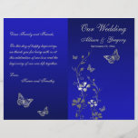 Programa floral do casamento da borboleta das cinz panfleto personalizado