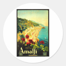 Propaganda de Amalfi Italia Italia VintageTravel Adesivos Em Formato Redondos