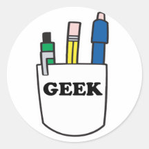 Protetor engraçado do bolso do GEEK Adesivos Em Formato Redondos