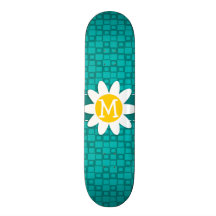 Quadrados de turquesa; Quadrado retro; Margarida Skate Personalizado