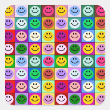 Quadrados do smiley face do arco-íris adesivo