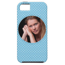 Quadro de Polkadot no azul Capa De iPhone 5 Case-Mate