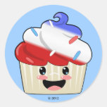 Quarto do cupcake de julho adesivos em formato redondos