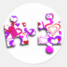 Quebra-cabeça do dia de são valentim adesivo em formato redondo