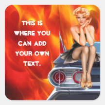 Quente flamejante adesivos quadrados