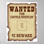 Querido para o poster de Rustlin do gado