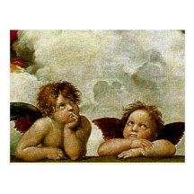 Raphael "Sistine Madonna" (cerca de 1513) (detalhe Cartões Postais