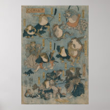 Rãs de Ukiyo-e Posters