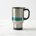 Rayas del Aquamarine y flores azules claras Taza De Café