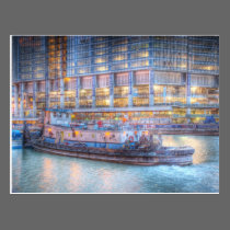 Rebocador em Chicago River cartées postais