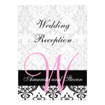 Recepção de casamento bonito do monograma do rosa  convite personalizados
