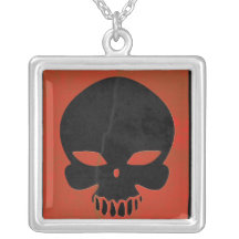 Red Grunge Skull Bijuteria Personalizada
