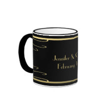 Redemoinho elegante do preto e do ouro caneca