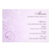 Redemoinhos da lavanda do menu do casamento convites personalizados
