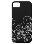 Redemoinhos florais de prata pretos ornamentado fe capas casemate
